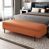 卧室床尾凳床榻床脚凳实木床前沙发凳储物收纳凳超纤皮床边长凳子