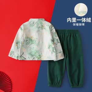 南央汉服男童秋冬季加绒套装儿童唐装中国风童装宝宝古装春款加厚