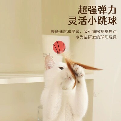 猫咪玩具逗猫棒羽毛弹力球小猫幼猫消耗体力神器自嗨解闷逗猫球