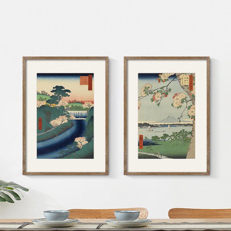 网红歌川广重客厅百景 浮世绘餐厅名画江户玄关装饰画书房日式挂