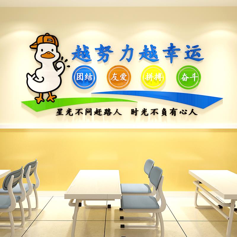 努力加油励志墙贴越努力越幸运班级文化墙布置学生激励立体墙贴纸