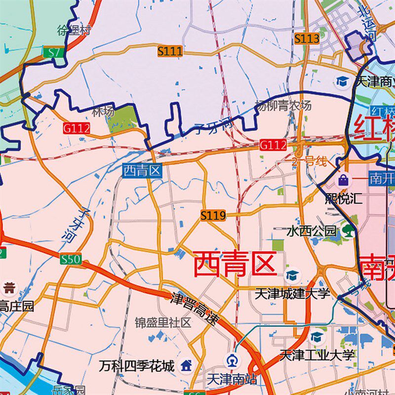 2023新款天津市地 图贴图办公室挂图高清防水墙壁贴超大装饰画
