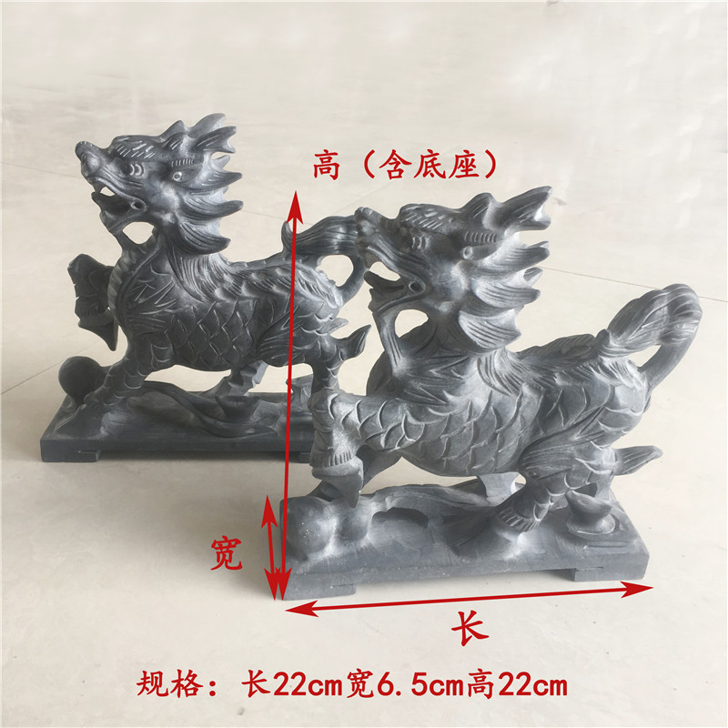 石雕麒麟一对青石神兽天然石材石头雕刻门口摆件一对精雕手工麒麟
