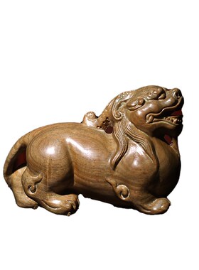 天然绿檀玉檀木雕貔貅创意文玩手把件家居装饰品桌面工艺品摆件