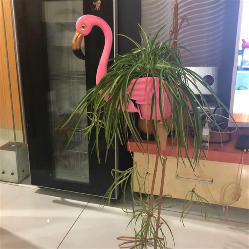 轻奢花架户外花箱花盆北欧网红铁艺火烈鸟装饰橱窗大花盆庭院水景