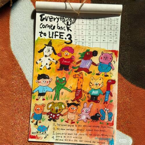 2026年新款涂鸦挂历大号家用挂墙高颜值日历创意装饰画月历打卡