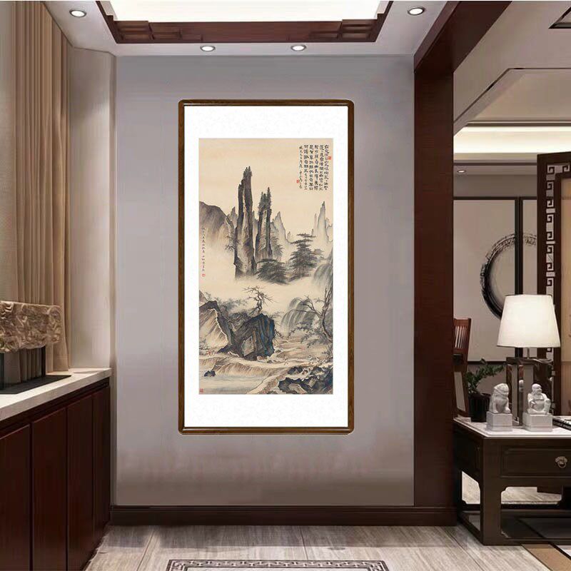 国画山水画酒店茶楼字画客厅装饰画走廊过道玄关挂画陈少梅踏歌图