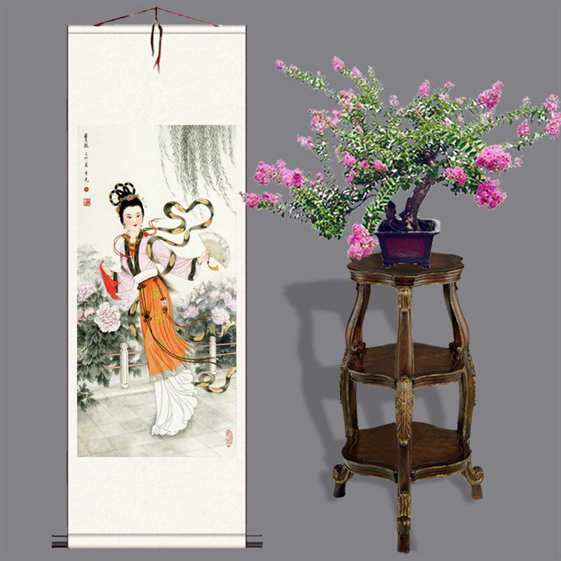 仕女图 古代人物丝绸画 客厅办公室挂画 装饰画卷轴画国画定做