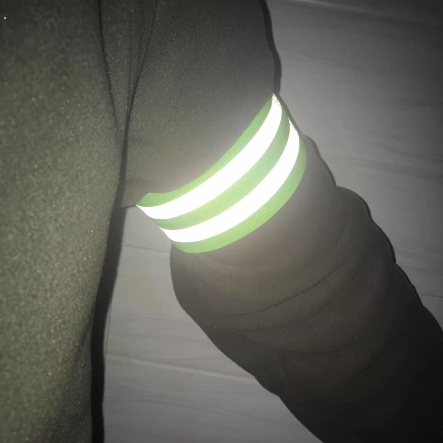 加宽高亮双条反光条绑腿骑行夜跑作业骑行装备夜间反光贴臂带手环