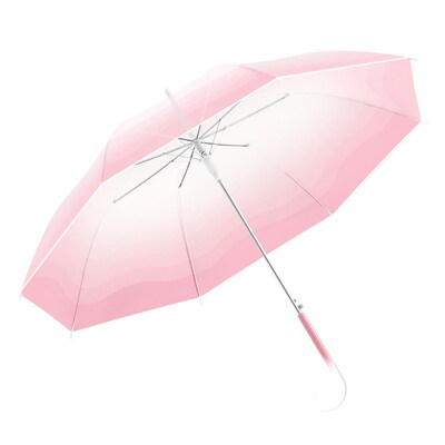 水母渐变网红加大加厚自动长柄伞女生高颜值小清新透明雨伞学生伞