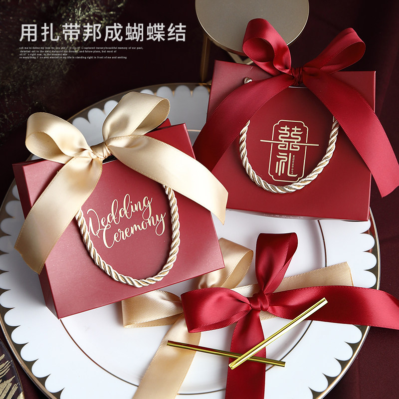 2024新款糖盒袋子结婚手提式喜糖盒子结婚专用空盒免折叠可放烟图片