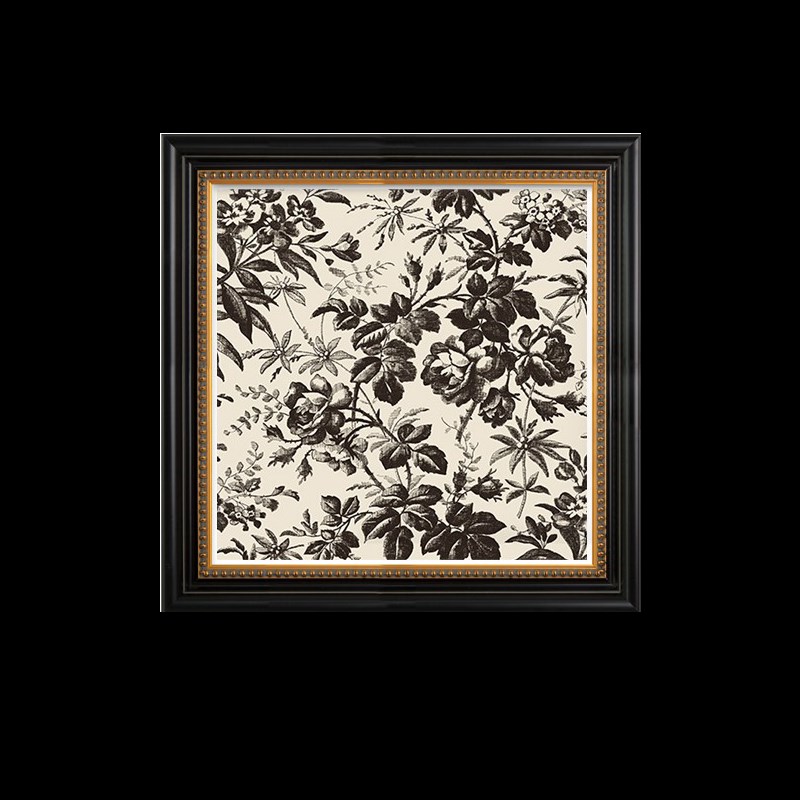 复古黑色樱桃花叶子客厅卧室小幅装饰画厨房挂画