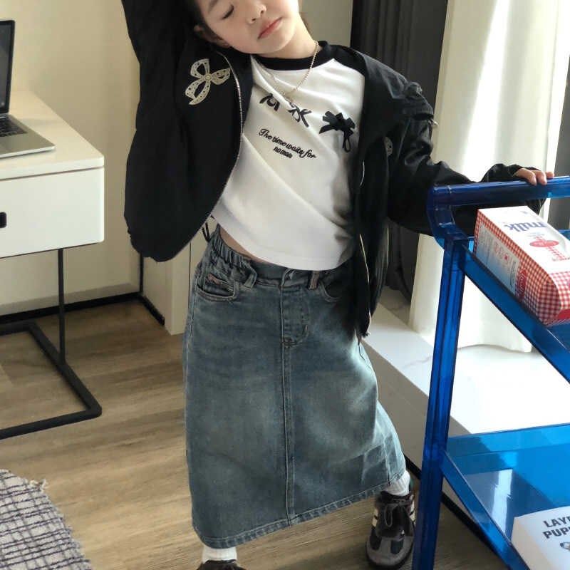 美妞之城女童牛仔半身裙洋气小女孩裙子亲子装 2024秋季新款童装