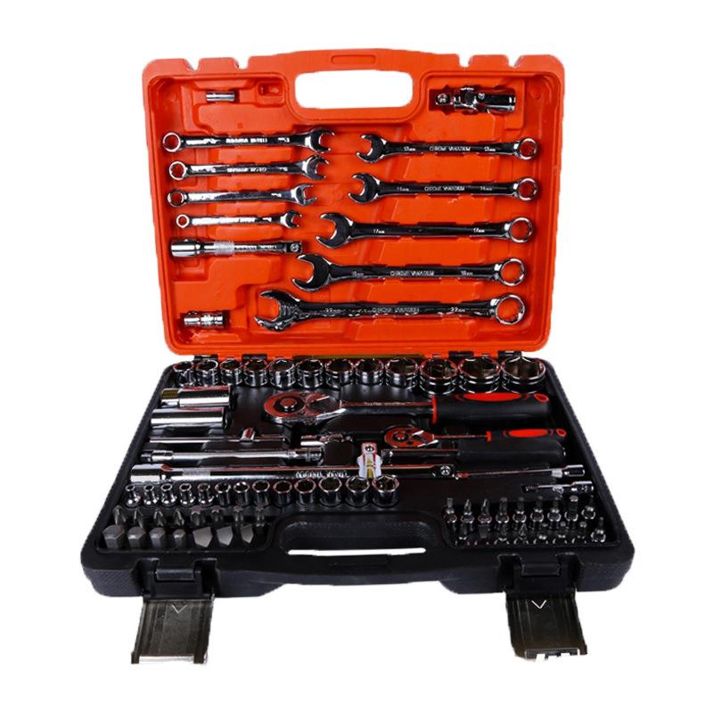 82件套铬钒钢五金工具组合套装汽修机修组套筒工具套筒套装8-32mm