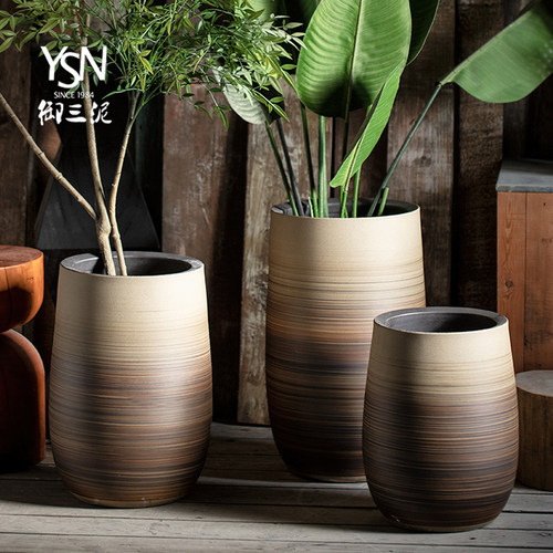 新款陶瓷落地花盆大北欧创意别墅装饰摆件客厅家居绿植种树高深盆
