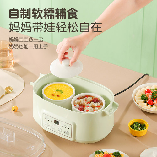 电蒸锅多功能炖蒸煮双层透明家用预约定时蒸箱大容量蒸汽早餐机