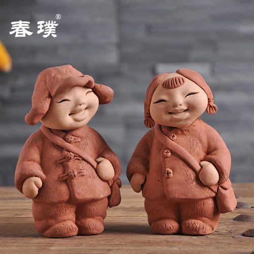 陶人泥塑手工艺术工艺品中国名师马若特传统民俗泥陶制品摆件人物