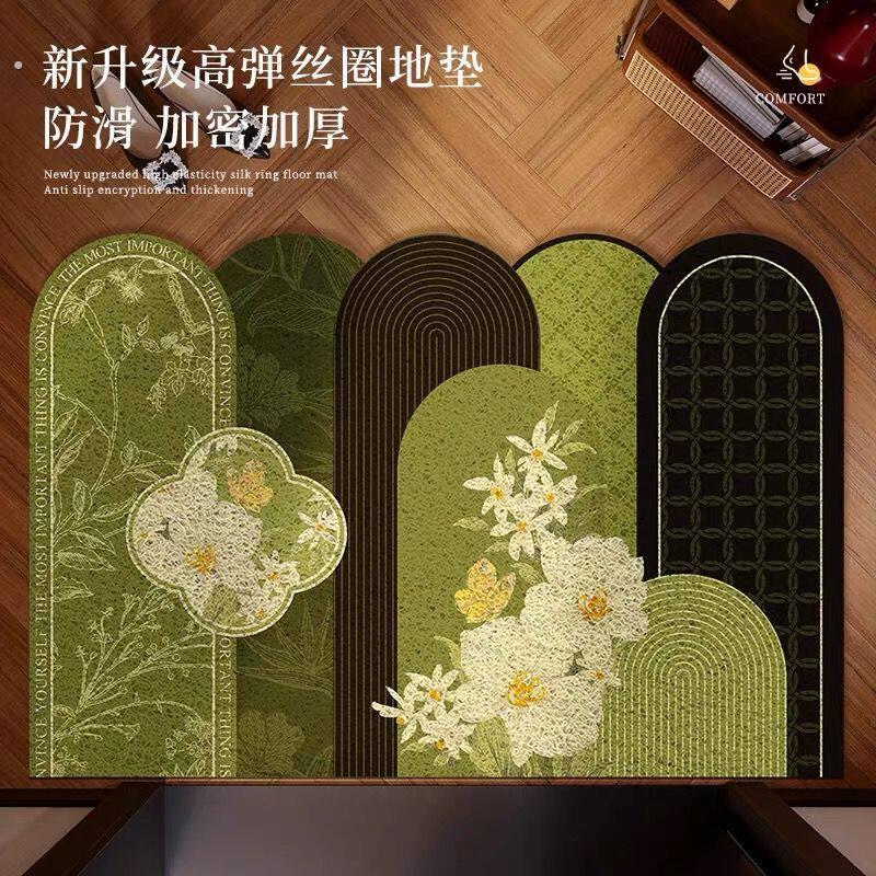 入户丝圈地垫复古红绿进门大门口垫子蹭土可裁剪玄关脚垫耐磨免洗