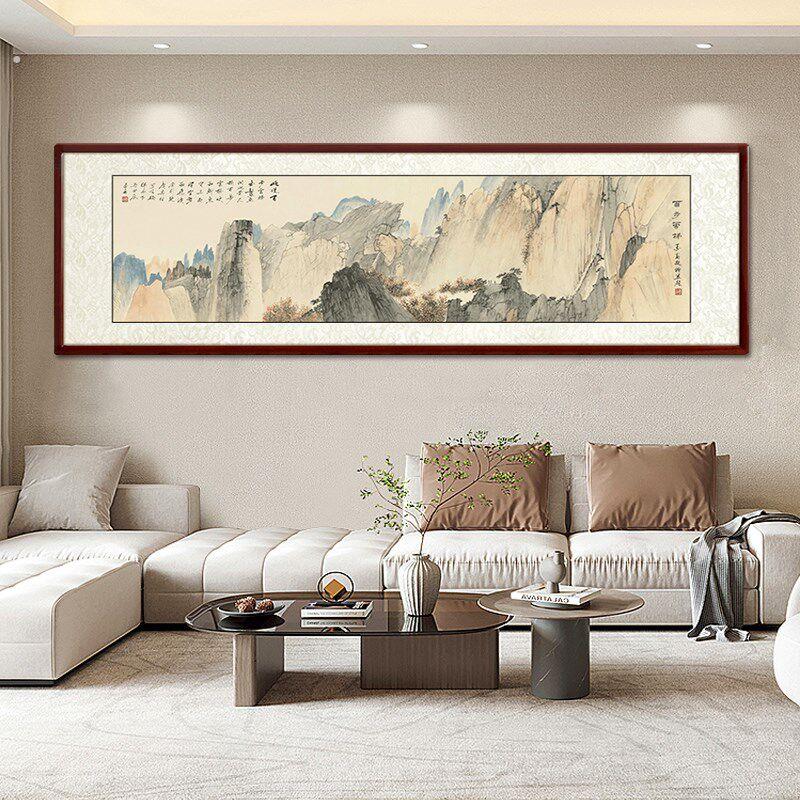 仿古山水画名家纯手绘仿张大千山水画靠山图客厅装饰画国画中式