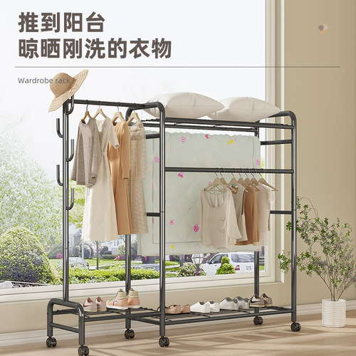 衣柜简易挂衣架子落地衣柜组装铁艺钢管加粗加固全钢架收纳挂衣柜