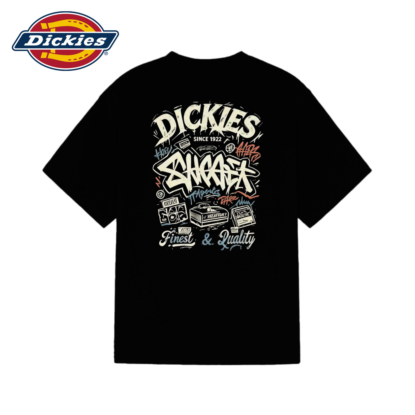 Dickies街头风涂鸦合集字母印花短袖T恤男女同款纯棉夏季休闲上衣