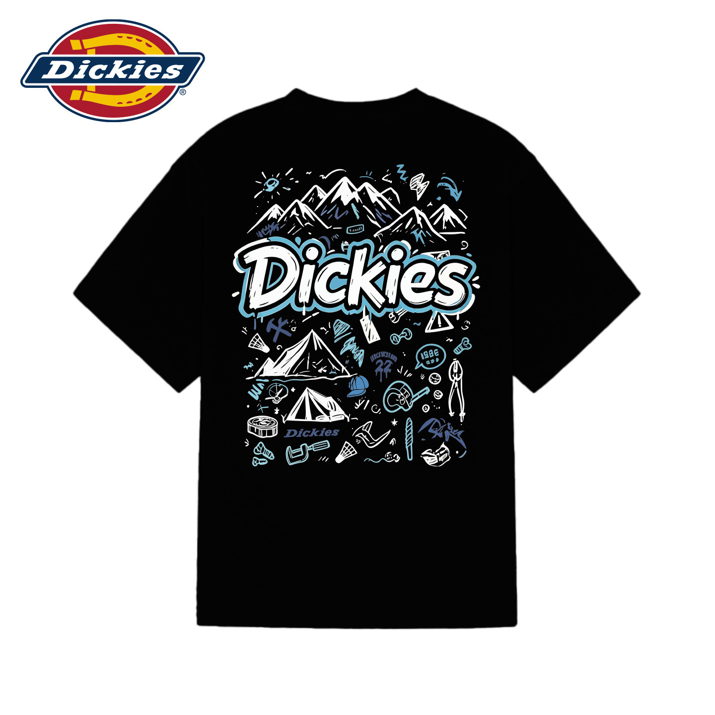 Dickies户外探险主题涂鸦印花短袖T恤夏季休闲宽松型男女同款上衣
