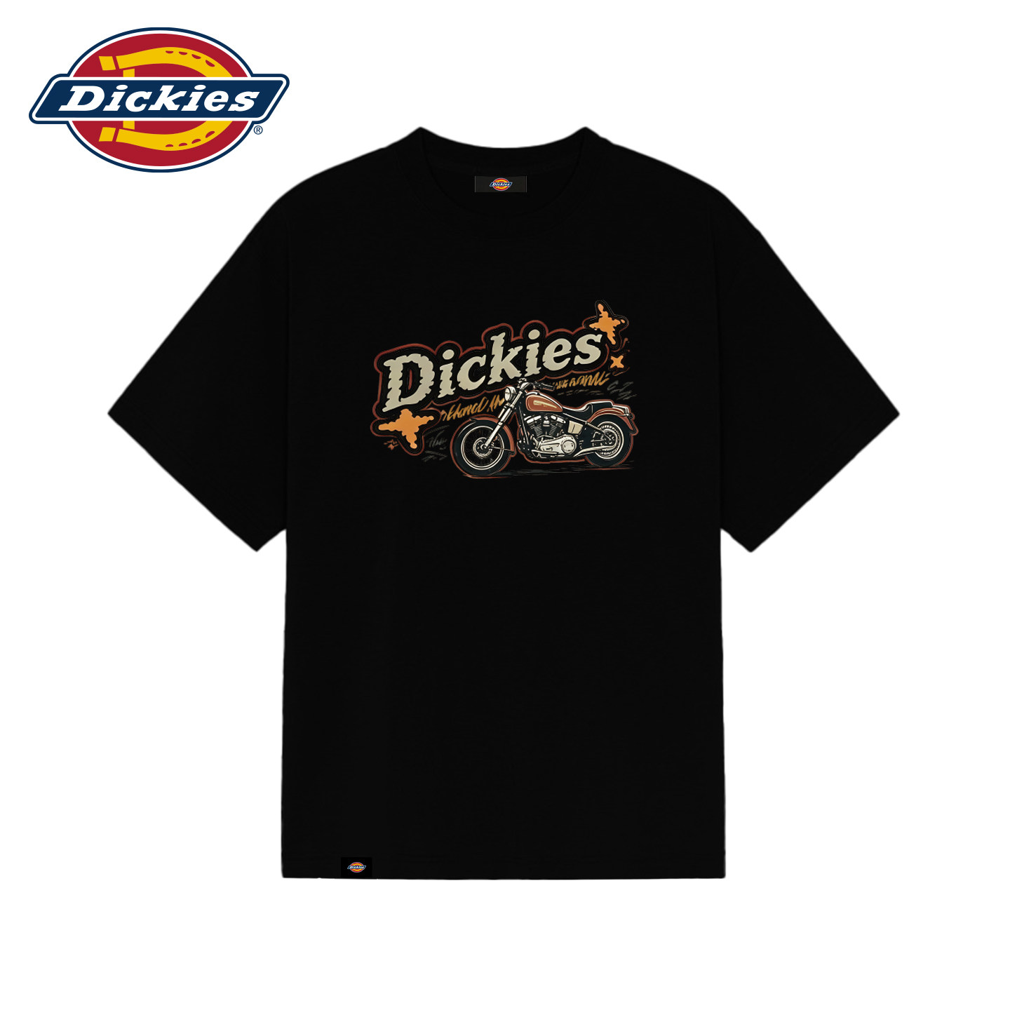 Dickies经典机车图案印花短袖T恤纯棉圆领宽松型男女同款夏季上衣