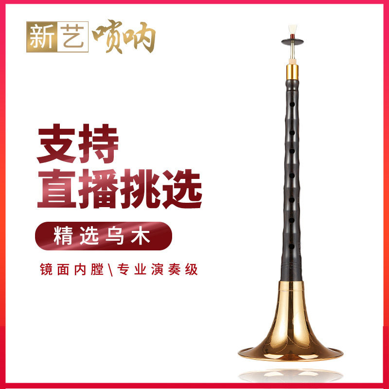 新艺 唢呐乐器全套初学者成人专业演奏乌木D调降B调民间喇叭乐器