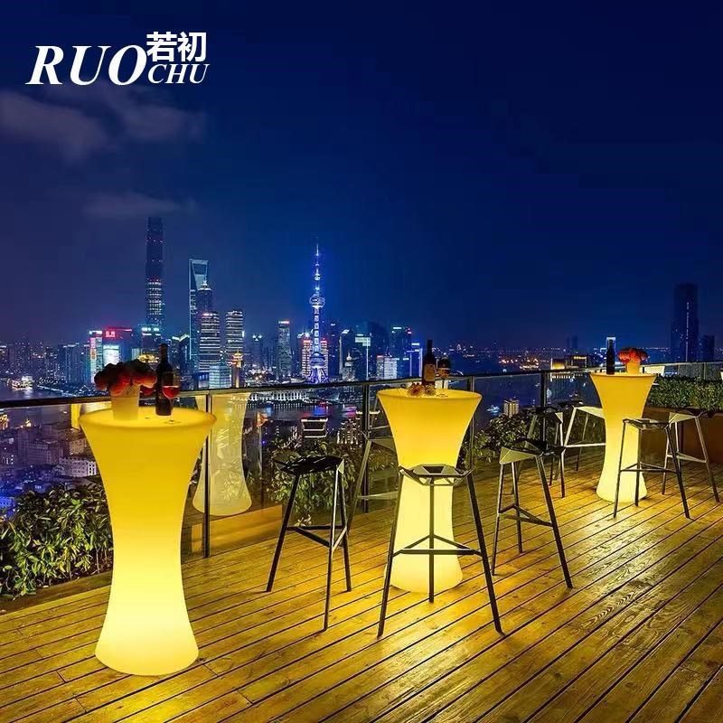 户外发光吧台创意清吧酒桌椅高脚桌酒会活动桌椅鸡尾酒吧发光桌椅