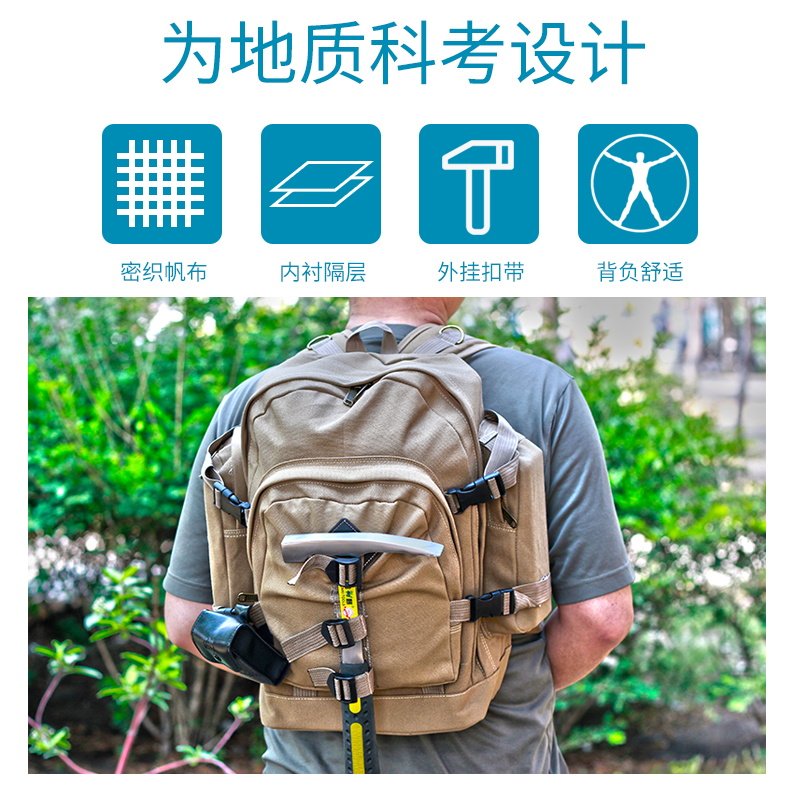威纳坦地质包勘探帆布包工具双肩男款多功能背包登山户外野外