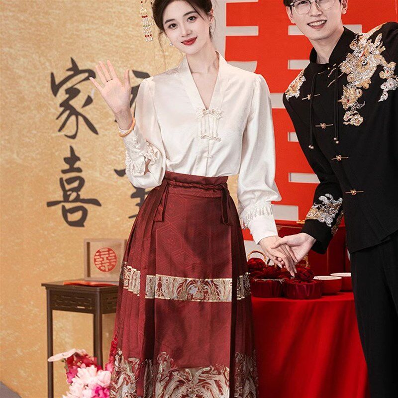 海棠记新中式马面裙订婚服套装新娘国风敬酒服结婚回门服春夏款女