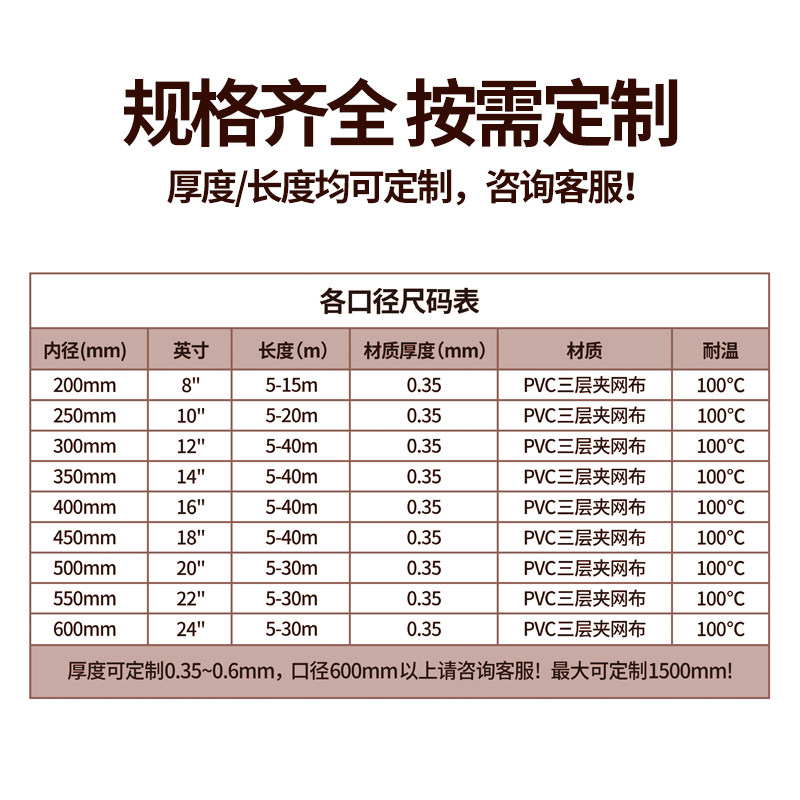 伸缩风管高温排风管排气管管道排风扇软管通风管工业矿用风机软管