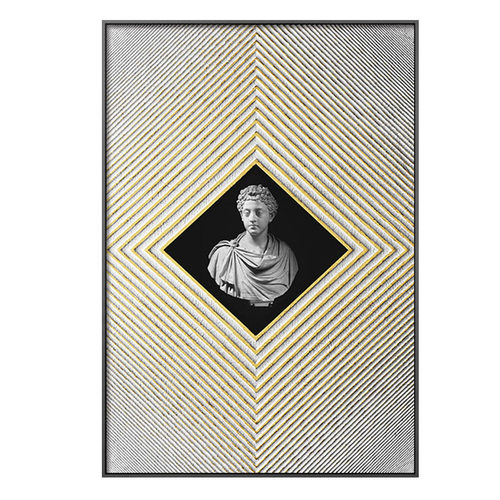 北欧玄关走廊金箔线艺术挂画金属框画客厅沙发背景墙挂画别墅壁画