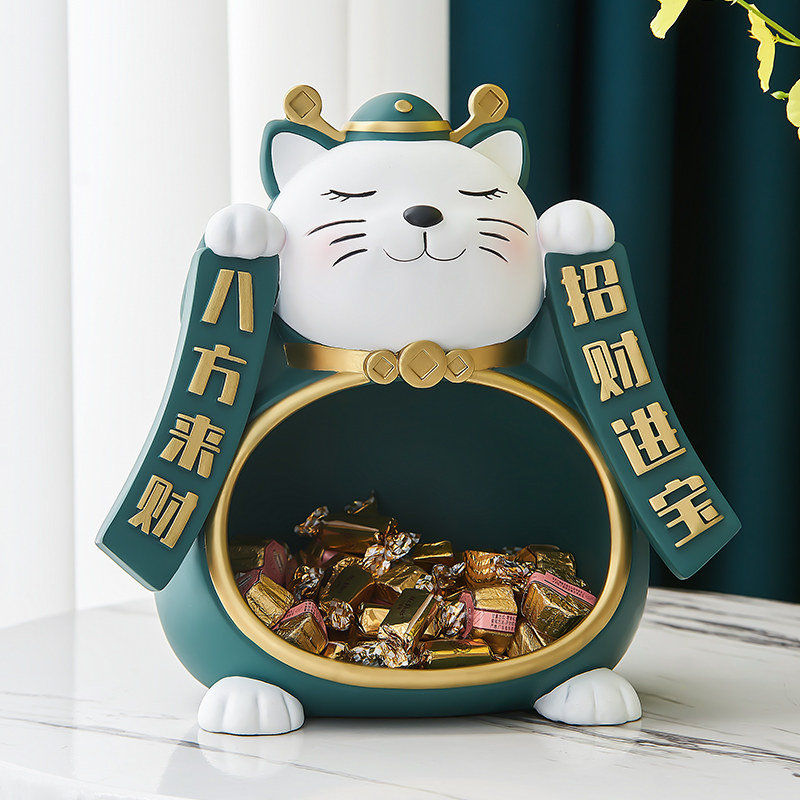 家居招财猫玄关钥匙收纳摆件酒柜装饰品新屋入伙乔迁新居开业礼物