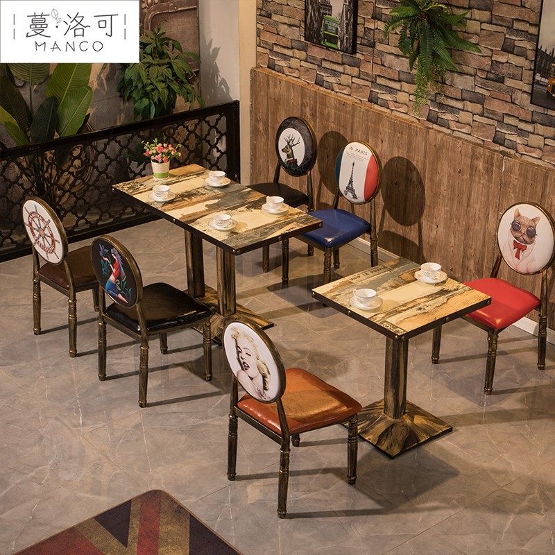 定制复古清吧主题餐厅酒吧快餐饮小吃烧烤鱼店冒菜店饭店桌椅组合