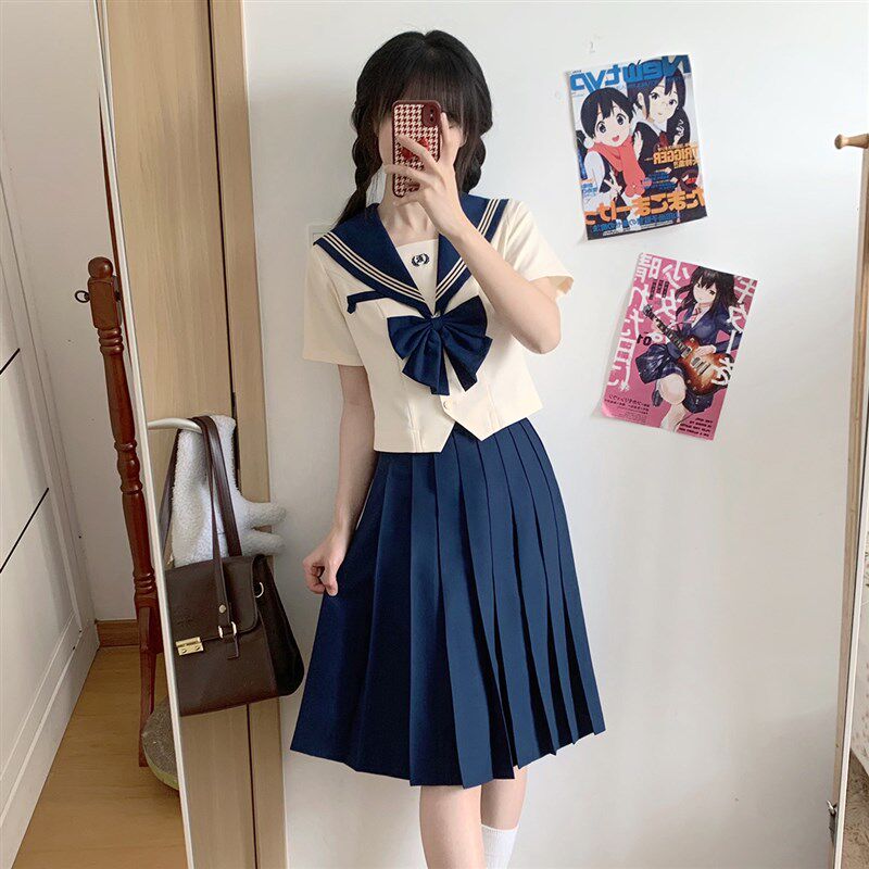 樱花家族jk制服【蓝岐川】大小姐收腰水手服套装短袖上衣夏服女