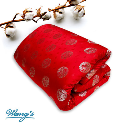 大红福寿禄圆圈 绸缎 手工天然棉花棉被 被褥子 加工定制 包邮