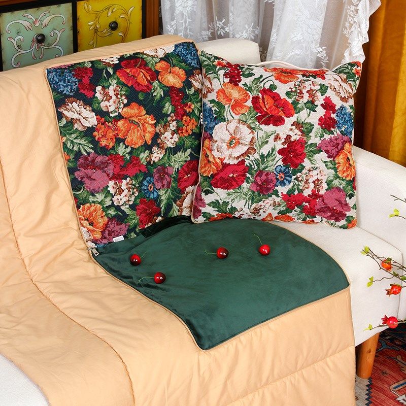 抱枕被复古风多功能二合一抱枕两用加厚午睡车载靠枕折叠毯抱枕垫