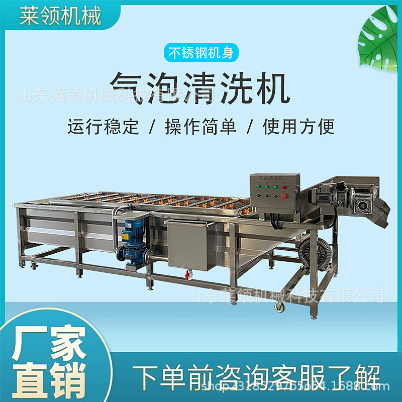 高压喷淋花生气泡清洗机多功能菠菱菜气泡清洗设备鲜蒜果蔬清洗机