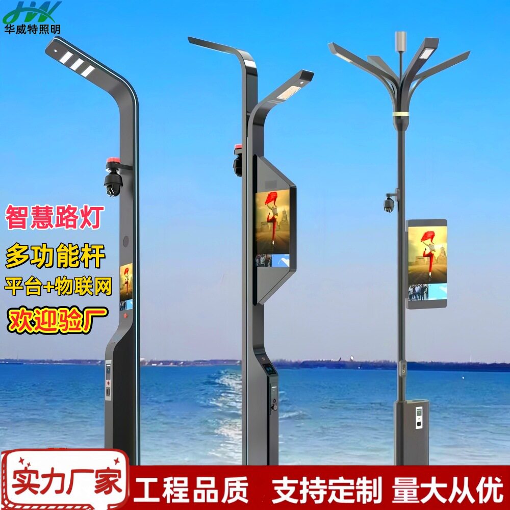 厂家定制智慧路灯城市5G多功能照明灯户外市政综合共杆LED路灯图片