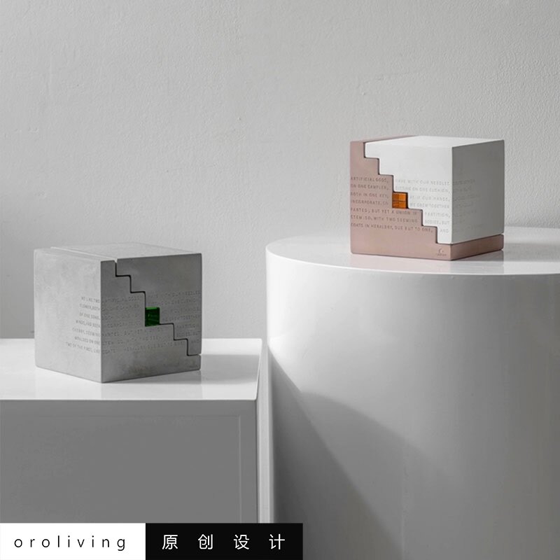oroliving原创水泥书立纸镇北欧雕塑摆件创意装饰夹书挡板