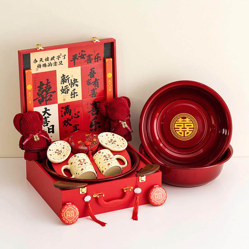 陪嫁物品女方全套一整套结婚保温壶一对嫁妆套装脸盆喜盆用品大全