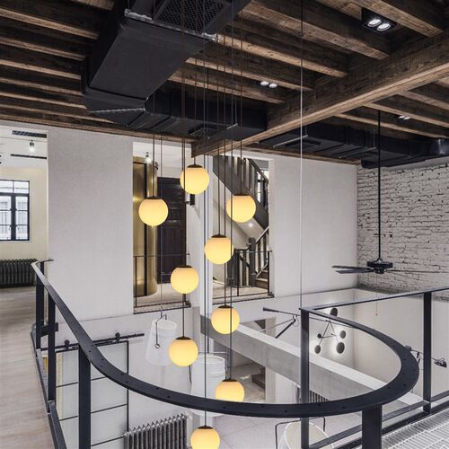 北欧简约网红复式旋转楼梯间吊灯别墅挑高中空客厅灯饰loft公寓