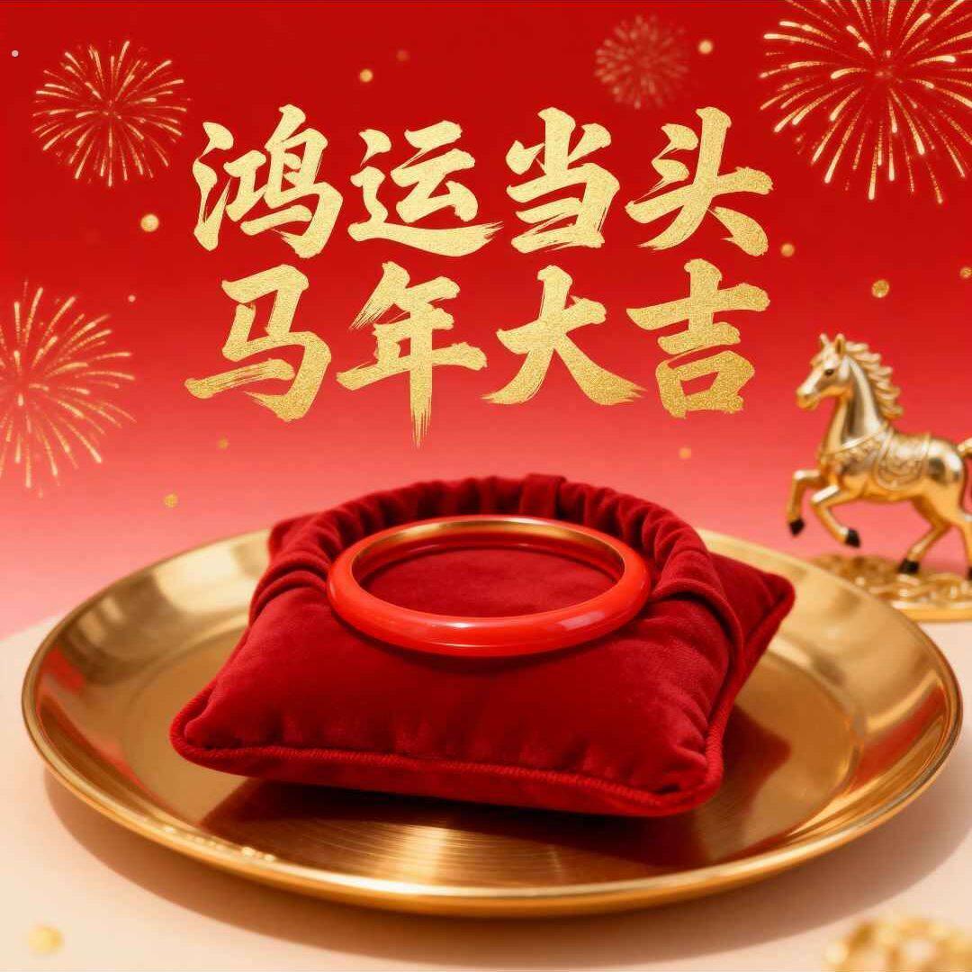 一抹红韵腕间生香温柔显白超衬肤色新年氛围红色手镯保护套