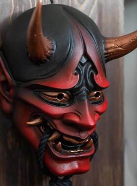 万圣节新品日系咬绳般若面罩角色扮演节日派对魔鬼般若面具快