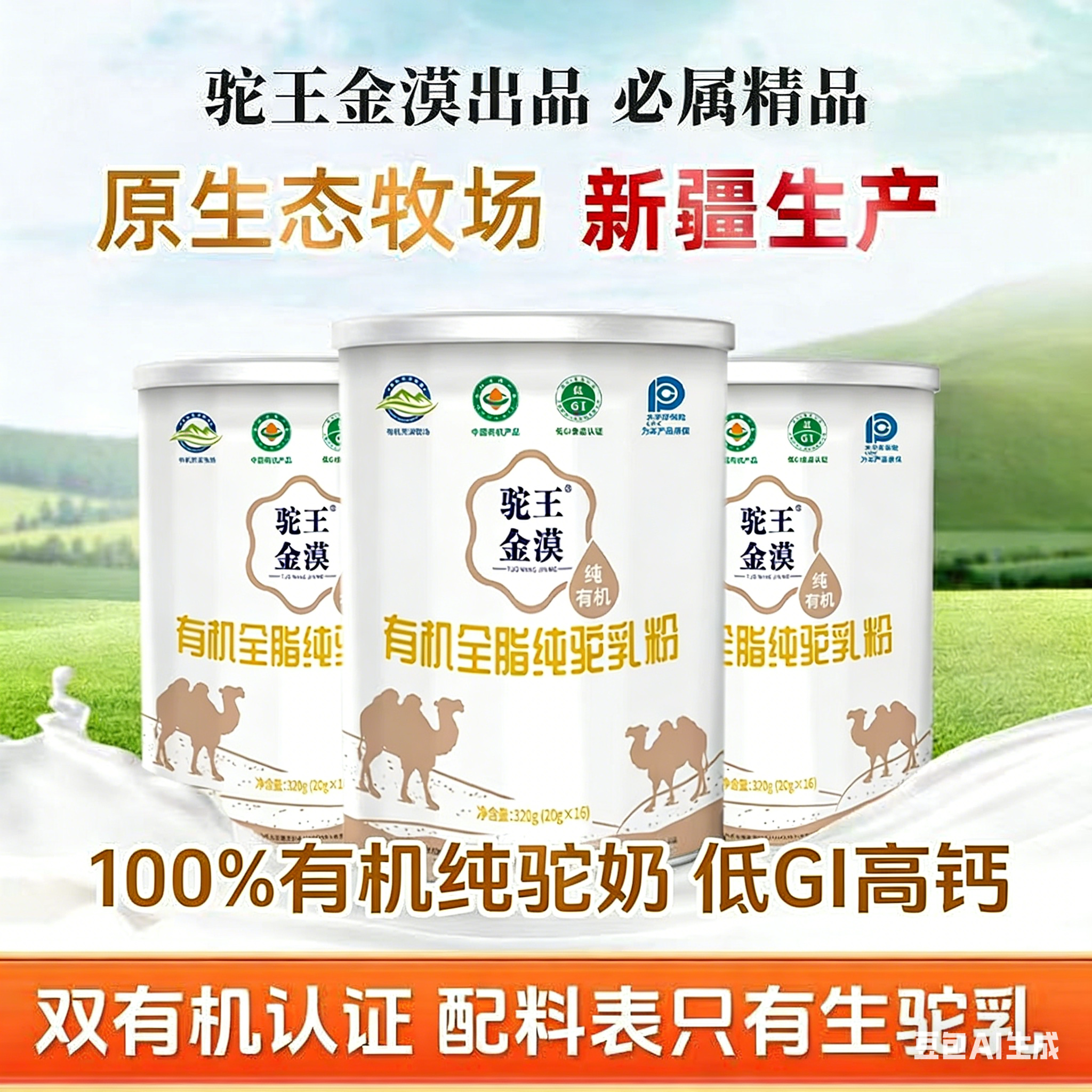 驼王金漠有机全脂纯驼乳粉图片