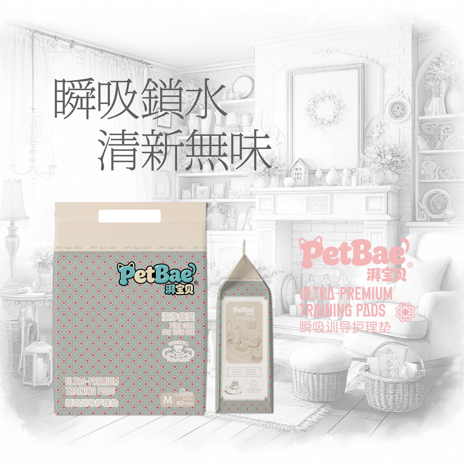 PetBae湃宝贝宠物尿垫猫狗尿片尿布爬宠一次性除臭吸水加厚尿不湿