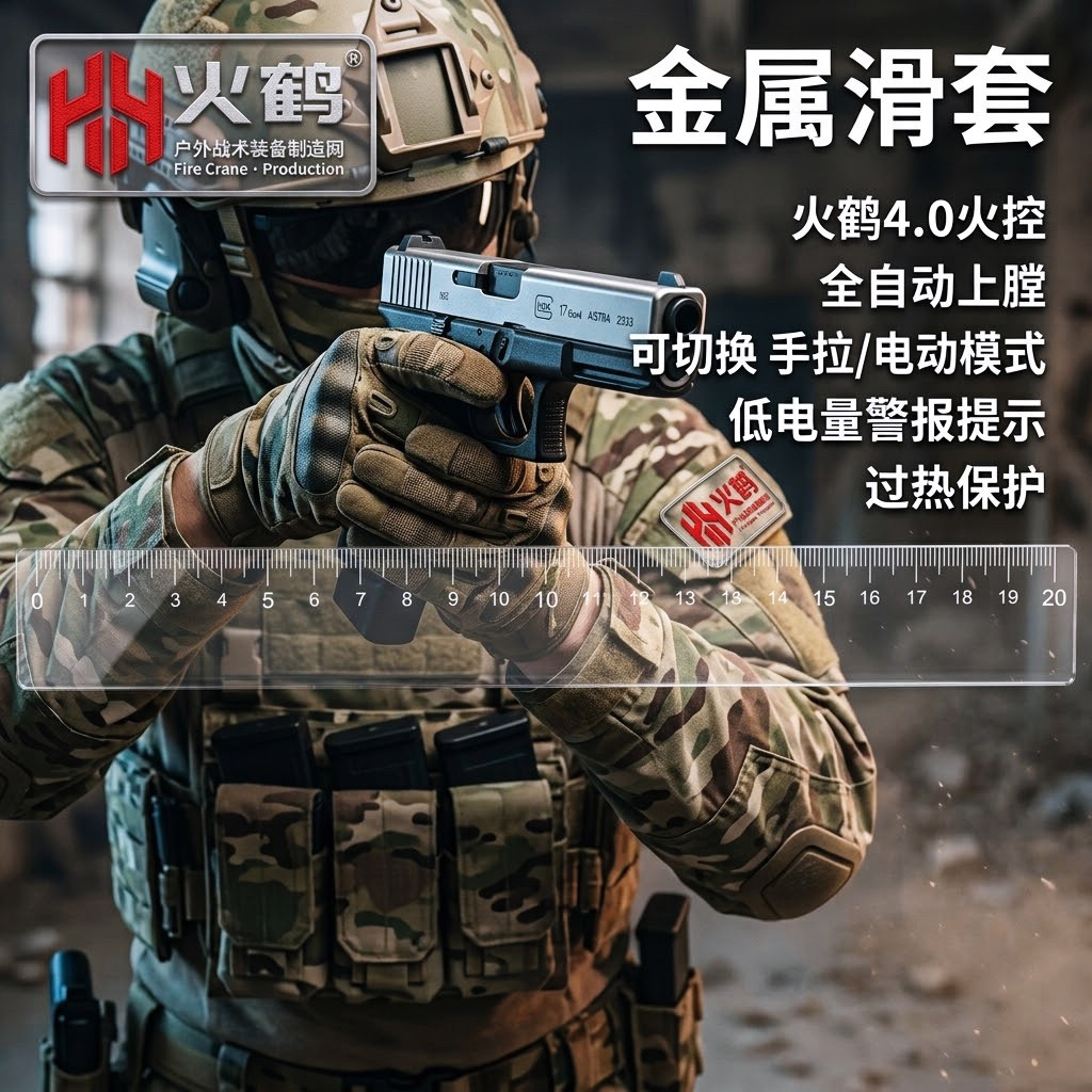 全新批次金滑火鹤G17格洛克电手电动连发模型发射器玩具枪男孩科