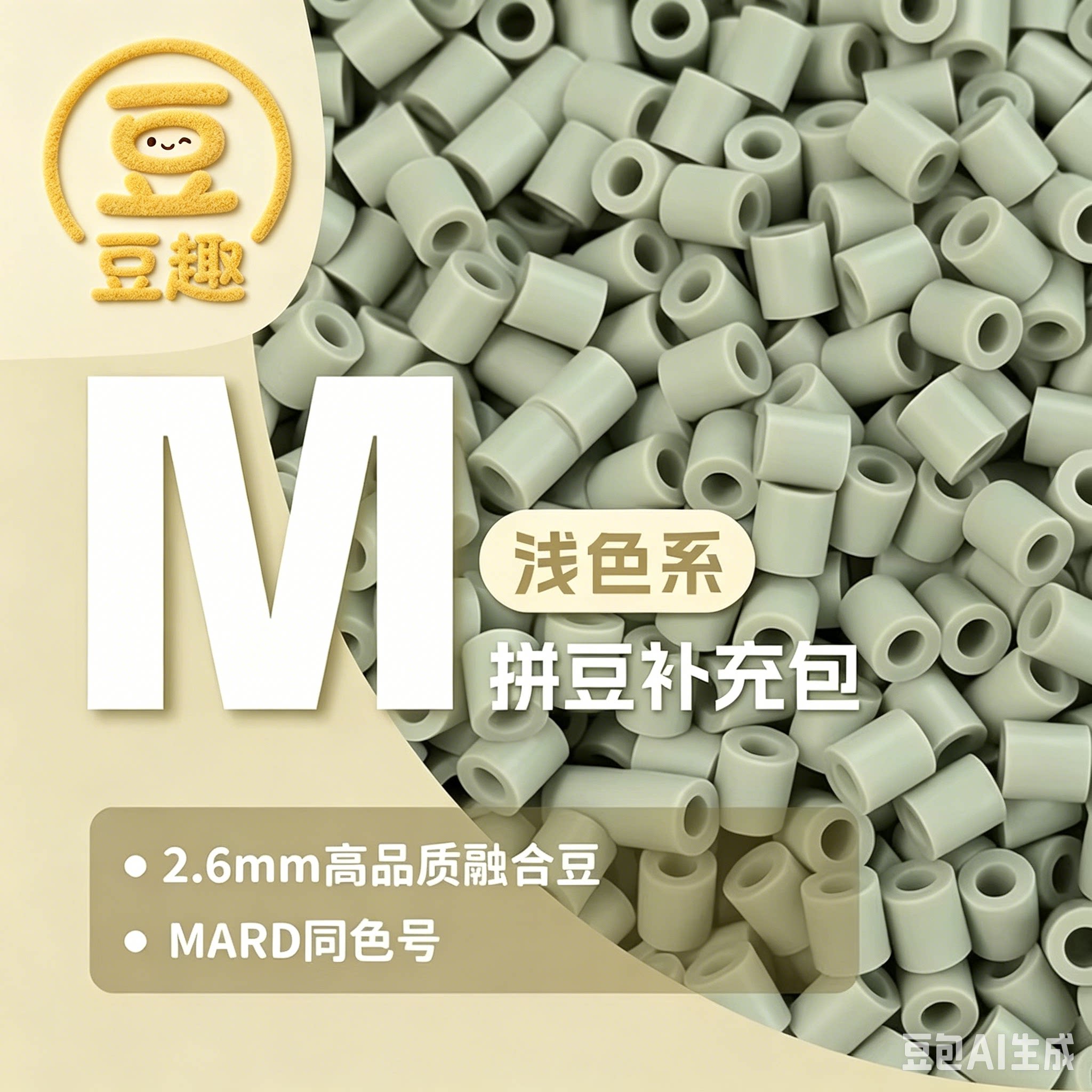 豆趣M浅色2.6mm拼豆融合豆图片