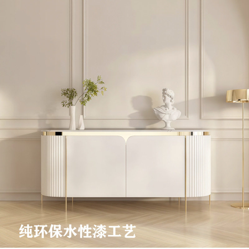 意式轻奢岩板玄关餐边电视柜